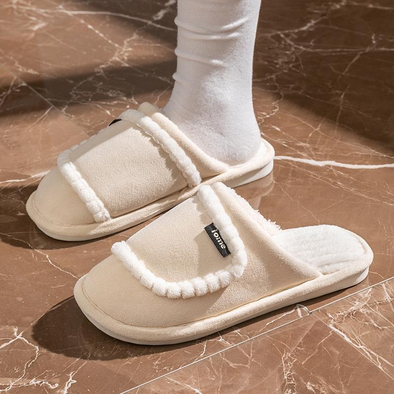 Cotton Slippers for Home Use Spring and Autumn Indoor Warm and Non-slip Cixi Couple Plush