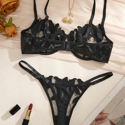 Z Sensual European & American Floral Embroidery Lingerie Set - Plus Size, Průsvitný & Sexy Design 31