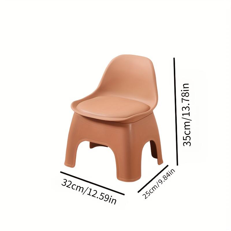 Modern Round Plastic Stool with Backrest, Multifunctional Portable Seat for Living Room, Balcony & Indoor Use, Lightweight