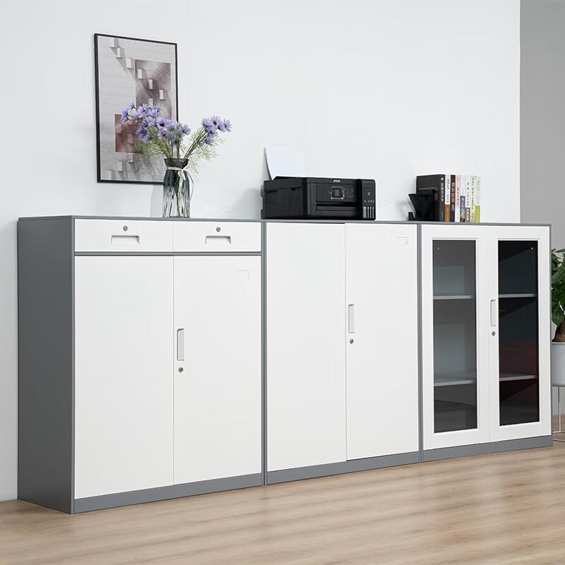 Lockable Metal Filing Cabinet with Glass Door
