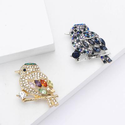 Exquisite Retro Alloy Rhinestone Sparrow Brooch Creative Versatile Women'S Suit Coat Corsage Jewelry Pin