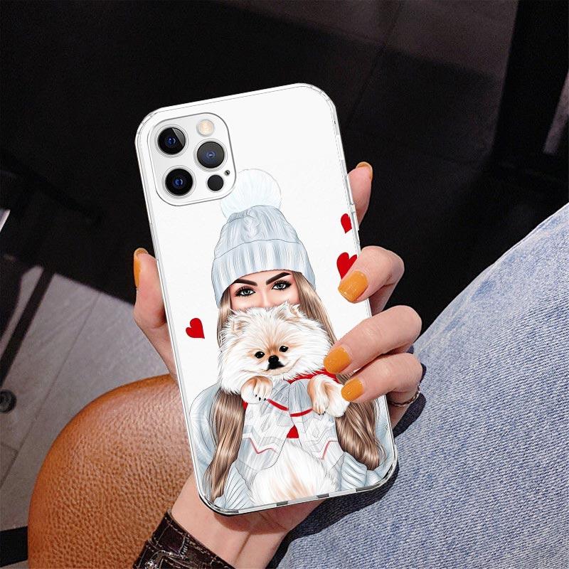 Christmas Art Girls Coffee Phone Case For iPhone 17 Air 16 Pro Max 16E 15 + 14 Plus 11 12 13 Mini 7 8 SE Gift Print Cover Fundas