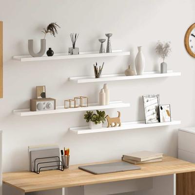 Vidaxl Wall Shelves, 4 Pcs, White, 80X9X3 Cm