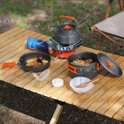 3-Piece Camping Cookware Set with Storage Bag And Foldable Handle, Set, Pot, Pan,
