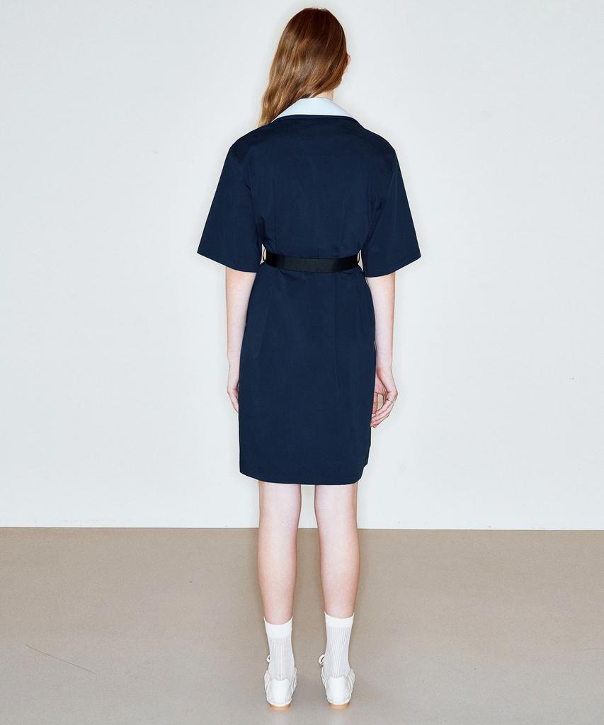 Ssikeoseun Detachable Shirts Collar Dress_Navy