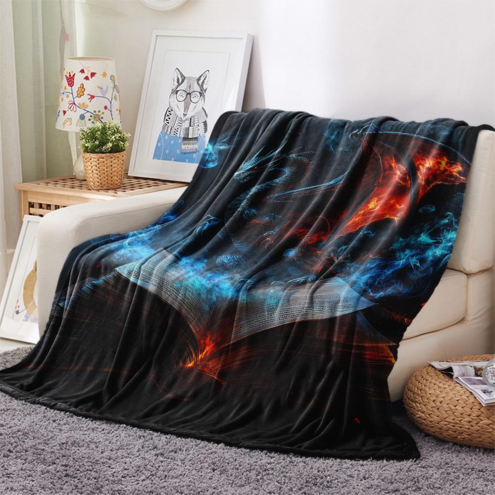 Winged Dragons Print Flannel Blanket, High quality Comfortable for All Seasons, Home Decor, Warmth and Comfort