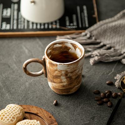 Japanischer handgefertigter Becher aus grober Keramik im Retro-Literarischen Stil, Kaffeetasse für Handaufguss, Keramik, kreativer Wasserbecher, Geschirr, kleiner Becher