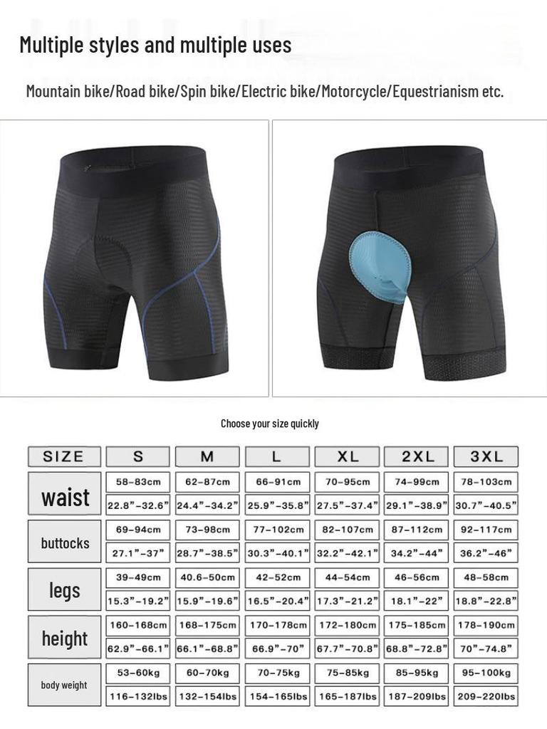 Quick-Dry Breathable Cycling Shorts with Double Arrow Cushion and Sponge Pad