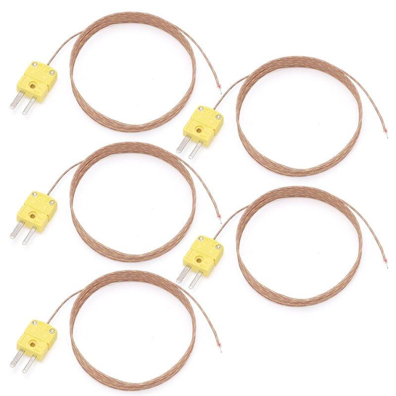 A84X-High Precision 5 Pack Accuracy Type K For Thermocouple Temperature Probes& Sensors, 2 Meter Length For Thermometer