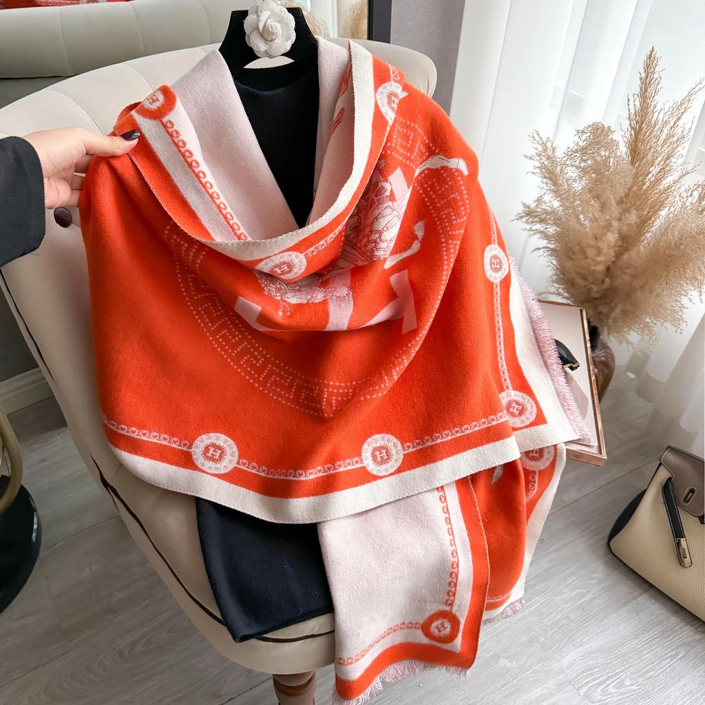 Luxury Winter Cashmere Scarf Women 2025 Design Warm Pashmina Blanket Poncho Scarves Female Carriage Shawl Thick Foulard Bufanda