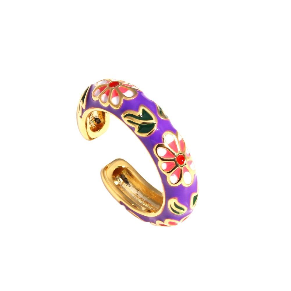 Verstellbarer Blumen-Emaille-Ring Bunter Verlobungs-Öffnungsring Schmuck Geometrischer Blumen-Fingerring Hochzeit