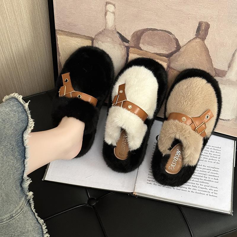 Premium Thick-soled Fluffy Slippers Women's Models In Autumn and Winter 2025 New Bag Head Outer Wear Home Winter Cotton Slippers