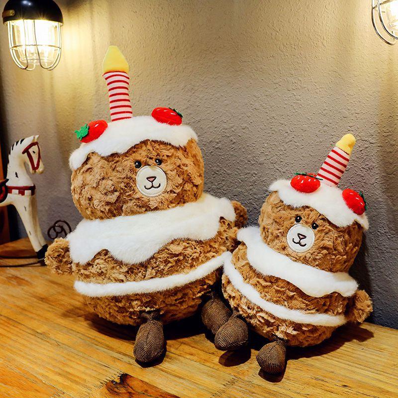 Bear Cake Plush Toy Stuffed Doll Throw Pillow Cartoon Decorative Kids Gifts