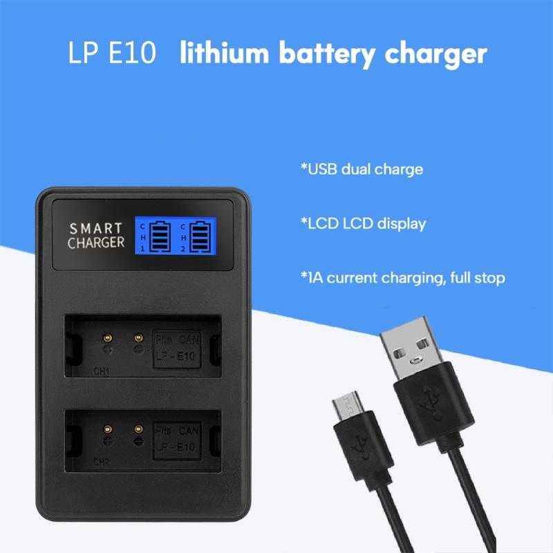 Dual Channel LCD USB LP-E10 Battery Charger Replacement for  EOS 1100D, 1200D, EOS Rebel T3, EOS Rebel T5 Camera