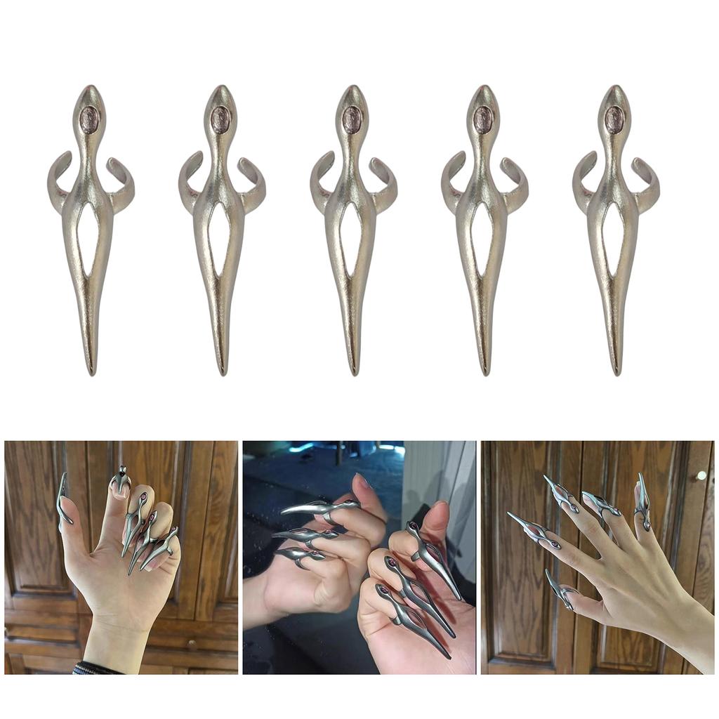 Gothic Punk Dunkler Fingerring Verstellbarer Legierungs-Fingerspitzenring Accessoire für Subkultur-Enthusiasten und Cosplay-Event