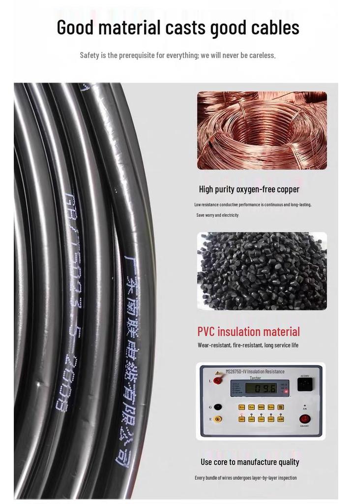 Nanlian Standard Copper Core RVV Flexible Power Cable - 2/3/4/5 Core, 1-10 Sq mm