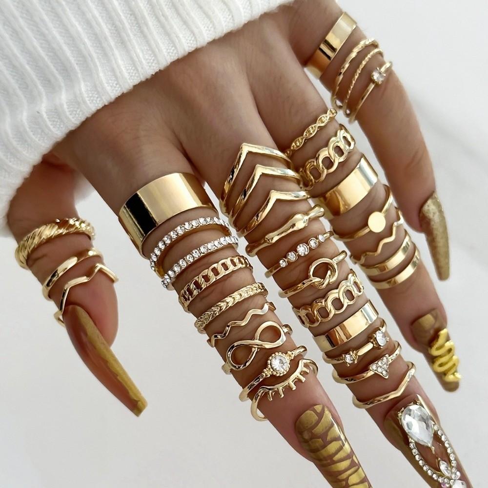 30pcs/set Geometric Knuckle Rings Set Bohemian Women's Ring Ring Jewelry Set  Jewelry Accessories
