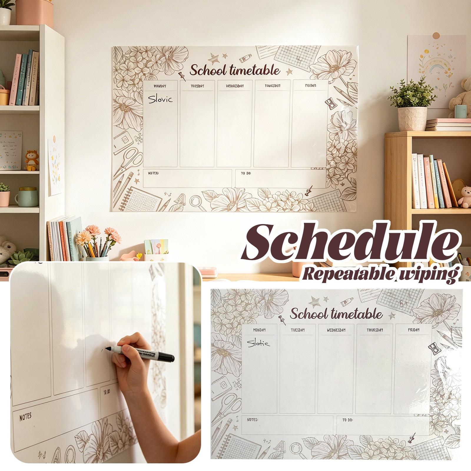 

Reusable Dry Erase School Timetable Planner Weekly Schedule Board for Organizing Daily and Weekly Study Plans with Notes and To Do Sections One Size білий