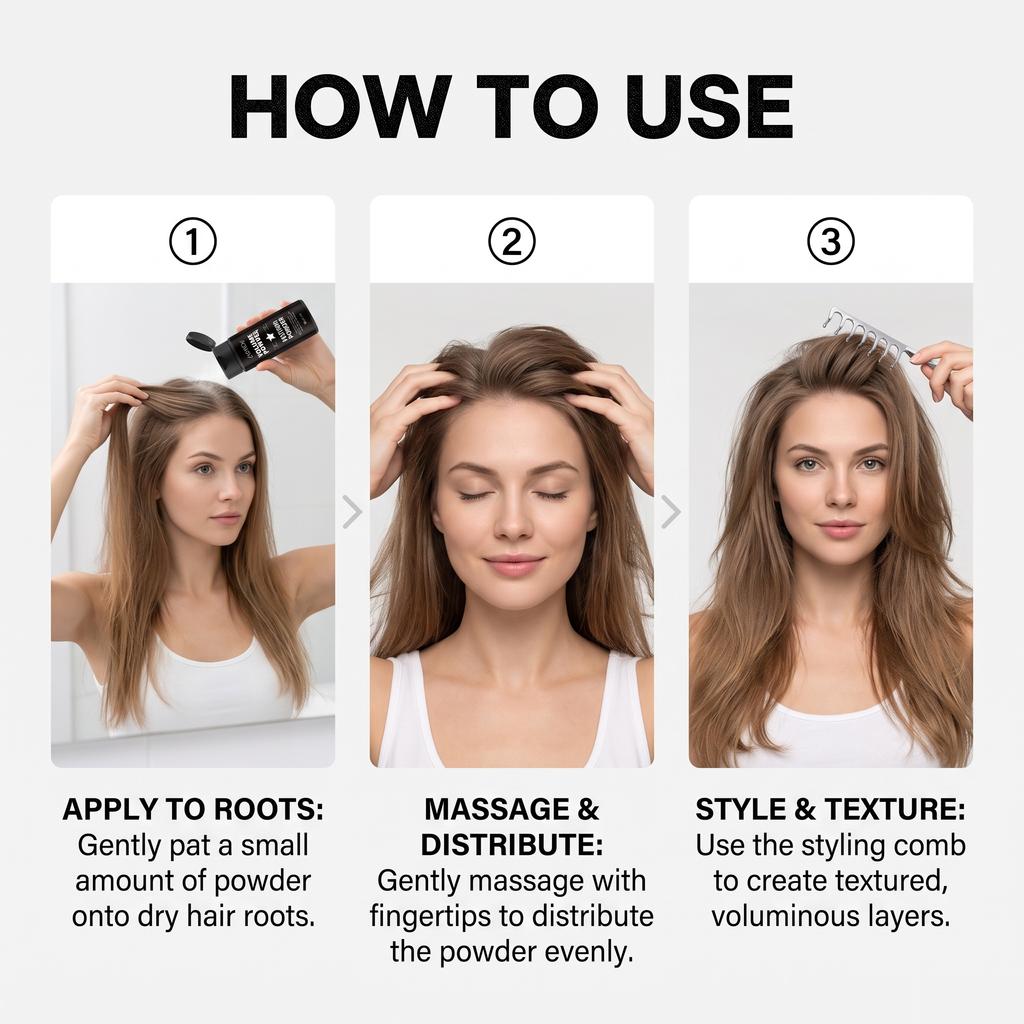 EELHOE Volumizing Styling Powder Set, Hair Volumizing Texture Styling Comb, Natural Root Styling, Refreshing and Non-Sticky