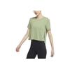 Nike Yoga Dri-FIT Solid Side Slit Running Crew Neck Short Sleeve T-Shirt Women Tops Oil-Green DM7026-386