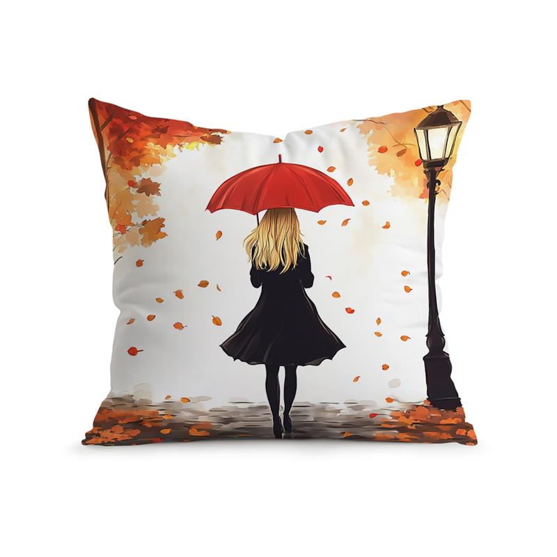 Autumn Themed Cushion Pillowcase Printed 100% Polyester 45X45Cm Throw Pillowcover Decorative Sofa Cushion Pillowslip Home Decor