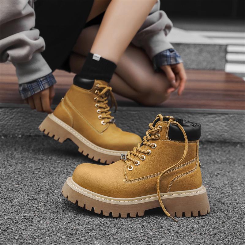 Men Women Martin Boots Autumn Winter Casual Ankle Boots Non‑Slip Wear‑Resistant Lace‑Up Shoes Outdoor Daily Footwear