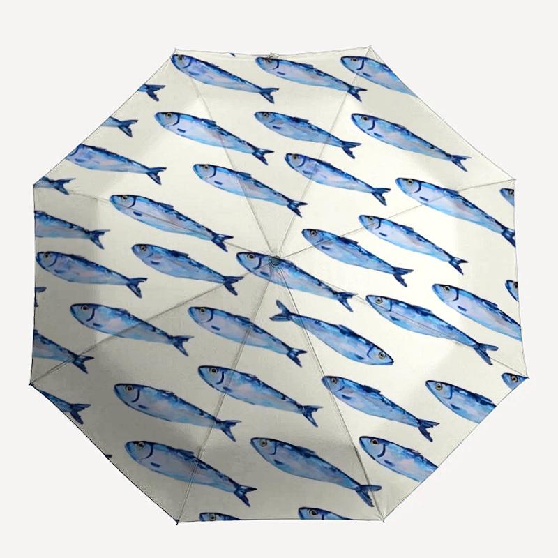 

1pc Fish School Automatic Open/Close Umbrella Compact Folding Umbrella, All-Season Portable Umbrella for Women/Men339