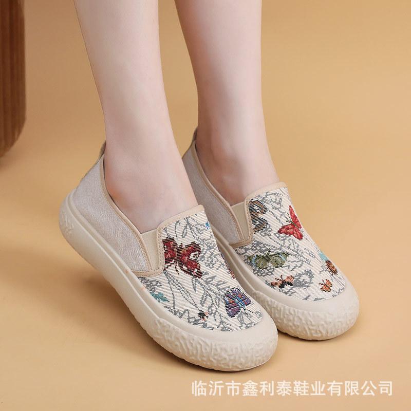 

Весенние новые тканевые туфли женские туфли модные парусиновые туфли нескользящая мягкая подошва на одной педали удобные и универсальные одинарные туфли 35