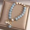 Natural Aquamarine Bracelet, a Stylish And Elegant Design for Women, Featuring a Unique Chinese-Style Accessory with a Bag Charm