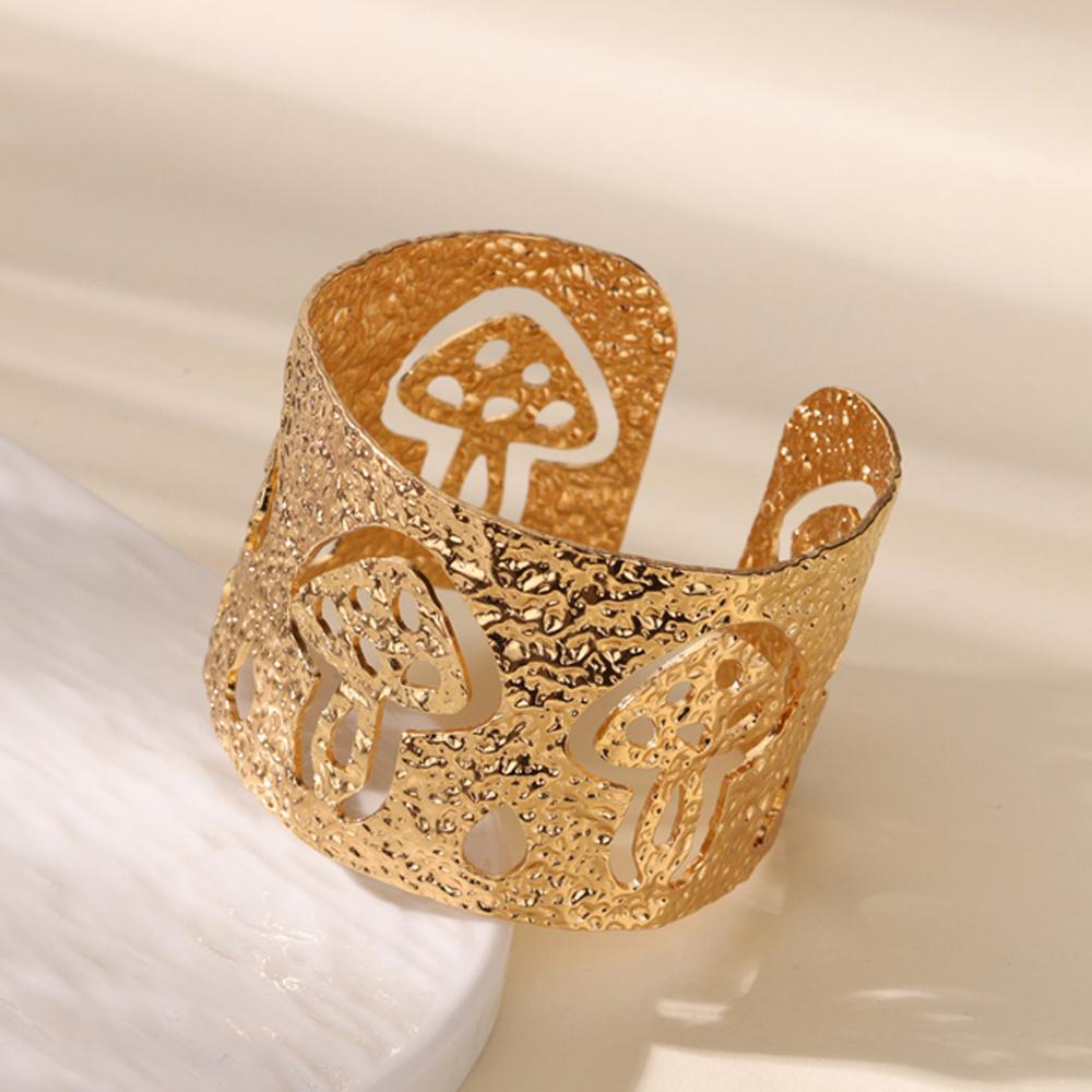 Stainless Steel Leave Bangle Bracelet For Women Simple Vintage Gold Color Geometric Open Cuff Bracelets Fashion Jewelry Gift