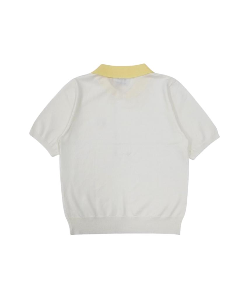 Mongbirdy Golf Pastel Collared Short Sleeve Knit Ivory