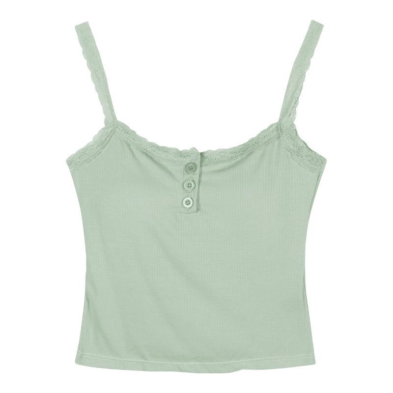 Elegancka Biała Koszulka na Ramiączkach z Koronkowym Wykończeniem, Wbudowane Miseczki Biustonosza, Piękny Tył, Kopertowy Dekolt, Bez Rękawów, Modelujący Sylwetkę, Styl Hot Girl