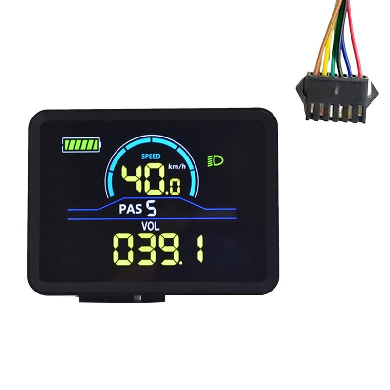 A28G-P5C Electric Bike LCD Display Meter 24V-60V Ebike Intelligent Display IP67 UART Colorful LCD Display Meter Black SM 6PIN