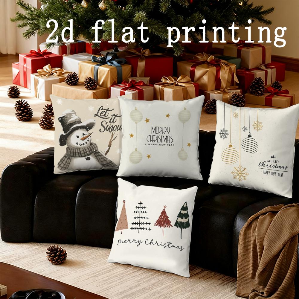 Home Decor Merry Christmas Patterned Pillowcases Suitable For Sofa Bedroom Car Pillow Cover Cushion Rectangular Back Cushion