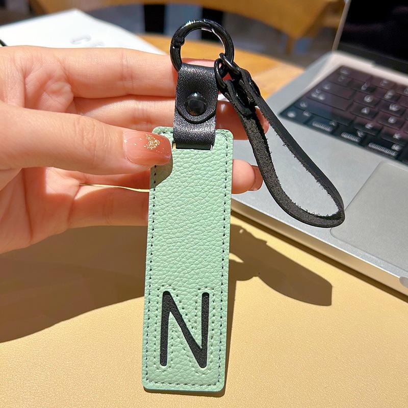 Leather Alphabet Keychain Tags for Car Ornaments & Luggage