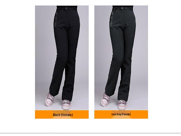 Waterproof Softshell Ski Pants - Thickened Warm Fleece Mountaineering Pants for Men & Women