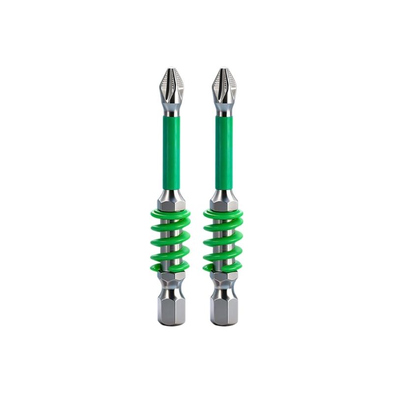 

2Pcs Magnetic Antislip Drill Bits 6.35mm Featuring Spring Loaded Design for Efficient Single Handed Operation