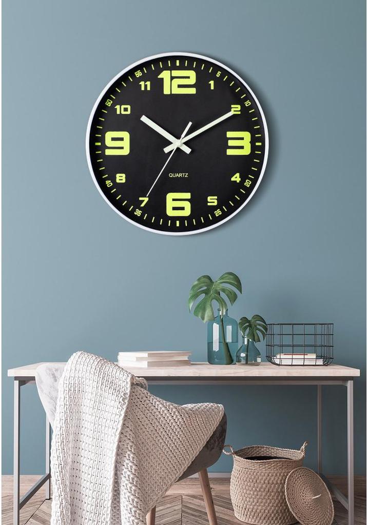 12-Inch Silent Luminous Quartz Wall Clock - Plastic, Creative Design, Popular Item