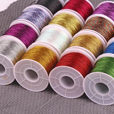 Hand-Woven Gold & Silver Thread Gift Box Rope - 8-Strand, Non-Elastic, 1mm