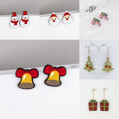 Cute Snowman Santa Claus Christmas Earrings , Titanium Alloy Ear Studs , Trendy Holiday Jewelry for Women , Wholesale