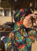 Russian Exclusive Mesh Print Seven-Sleeve Beach Cover-Up Shirt