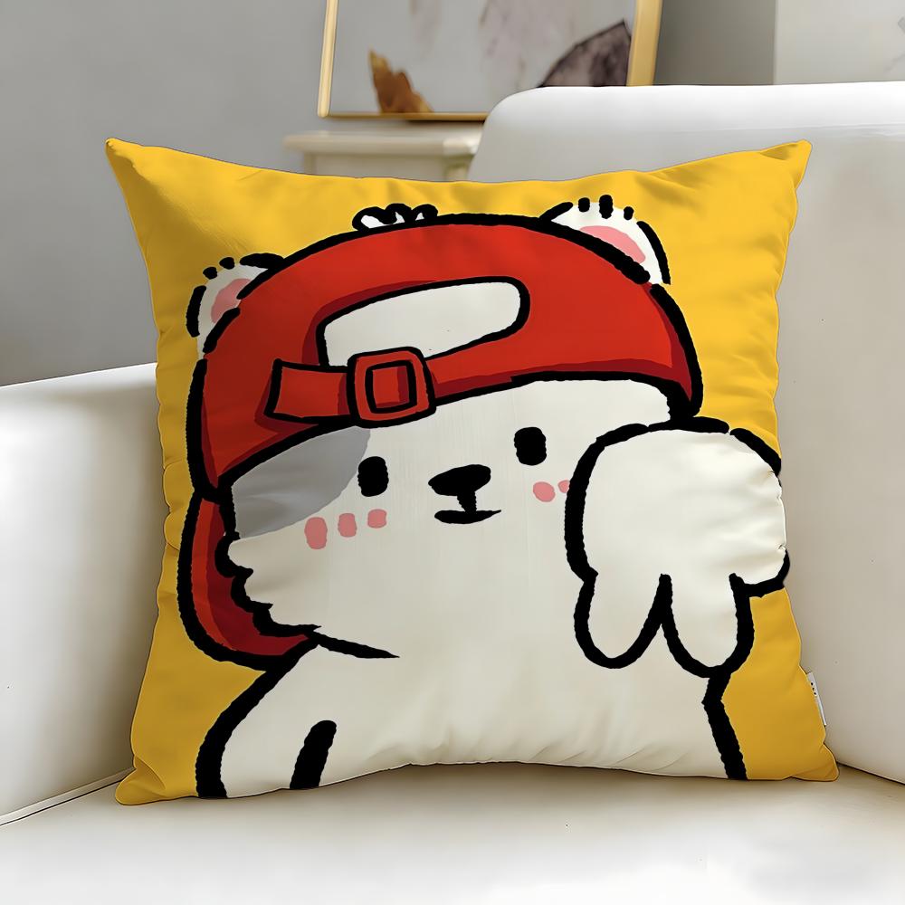 Sticker Cute Bear Stickers Cushion Cover Soft & Easy-Wash Pillow Case – Versatile For Couch, Bed, Travel And Office