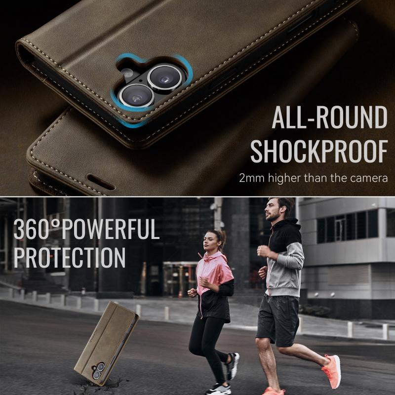 CaseMe Flip Leather Purse Holder Phone Case For iPhone 17 Pro Max Air 17E 16 15 Plus 14 13 12 11 X XS XR SE 2022 8 7 Shockproof Wallet Card Slot Cover