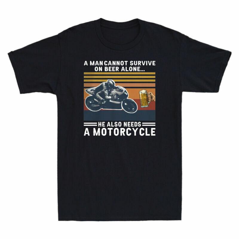 A Man Cannot Survive On Beer Alone He Also Needs A Motorcycle Men s T-Shirt M