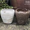 Handmade Coarse Pottery Wide-Mouth Flower Pot - Ceramic Zisha Succulent Planter with Rustic Cut-Edge Design for Chlorophytum