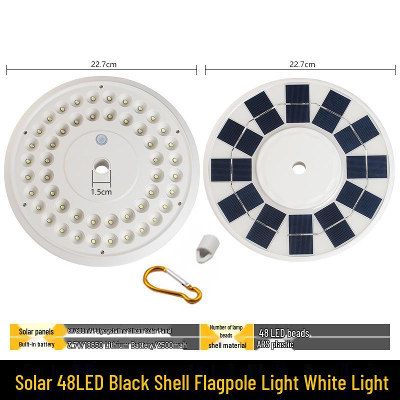 Waterproof Solar LED Flagpole Light - 26 Beads, Ideal for Outdoor, Camping, Courtyard, and Tent Illumination
