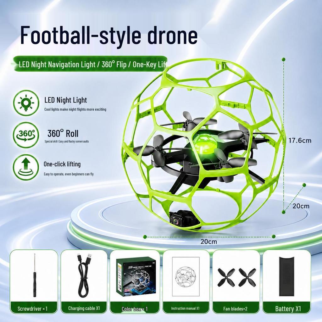 Spherical Four-Axis Camera Football Drone: Impact & Drop Resistant, Brushless, Safe Toy Gift