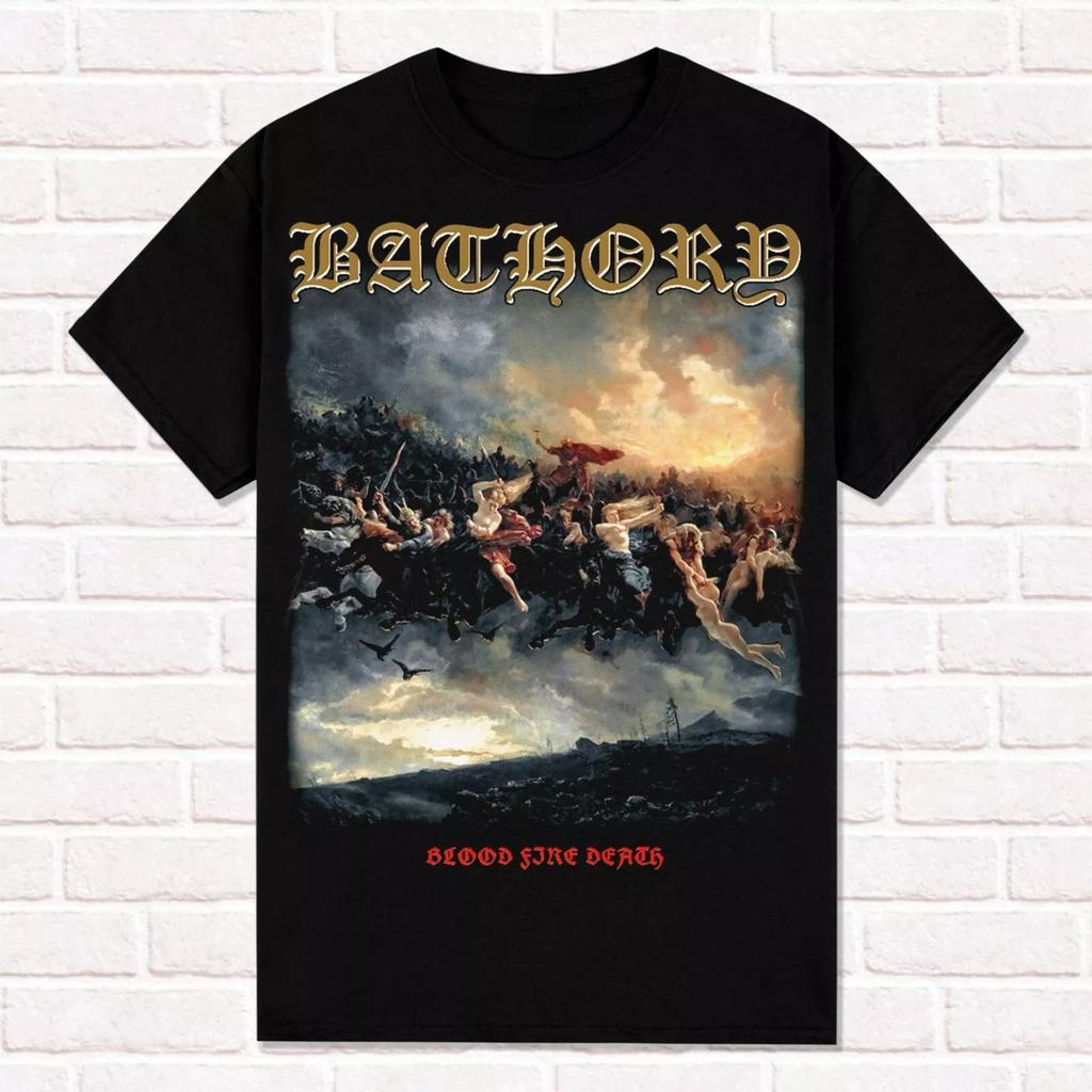 2025 New Vtg Bathory Band Gift for Fans Heavy Cotton Black Unisex All Size T Shirt Unisex Cotton Short Sleeve High Street
