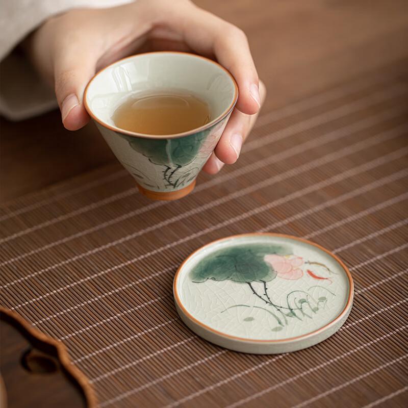 Zhi Nian Hua Hand-Painted Ge Ware Coasters (Set of 2)