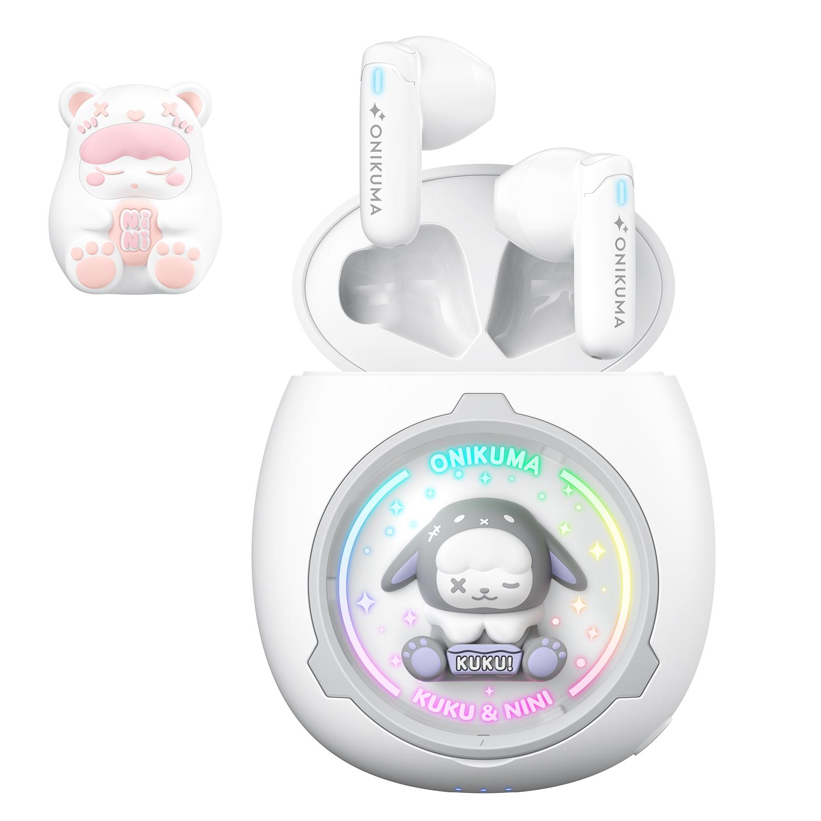 

Игровые TWS-наушники Onikuma T302 KUKU & NiNi 7.55*6.55*4.4cm белый